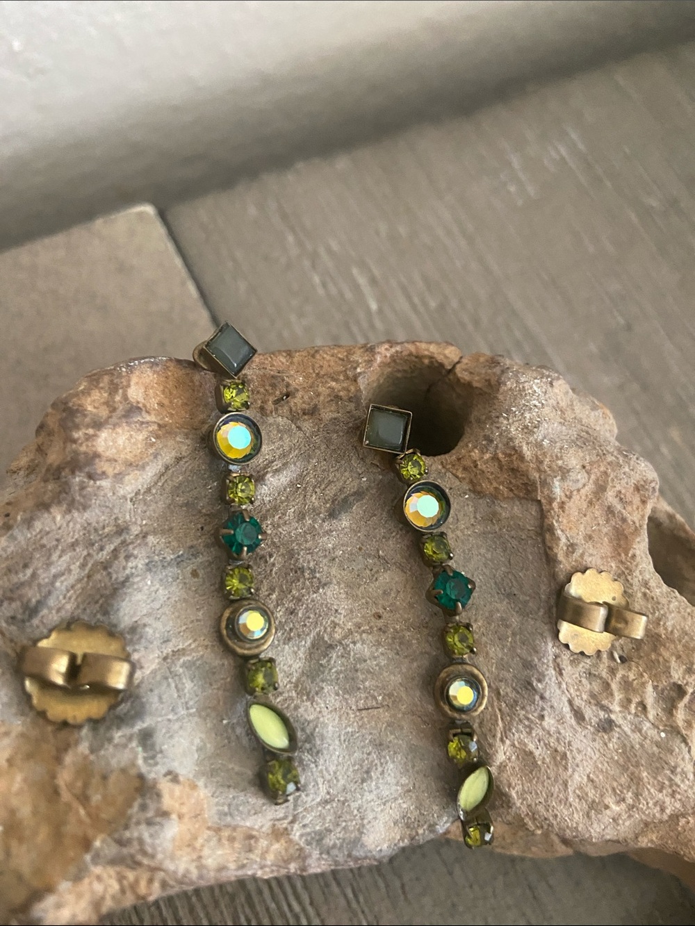 Vintage SORRELLI Rhinestoned Dangling Stud Post Earrings